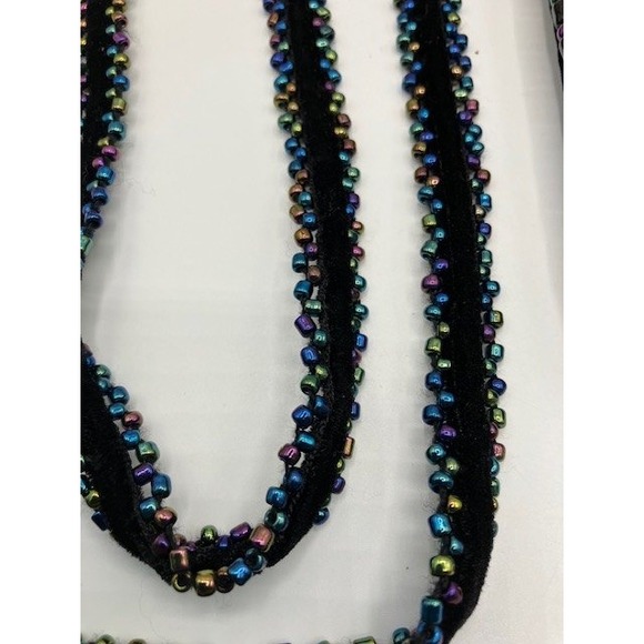 Black Beaded 100% Silk Velvet Crossbody Bag Butterfly Embellished Zippered - Picture 3 of 8